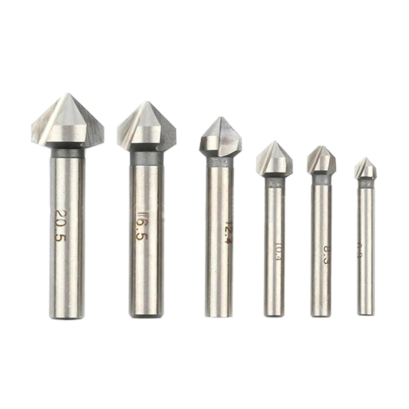Zorlun 6Pcs 3 Flutes 90 Degree High Speed Chamfering Cutter Woodworking Milling Countersink Drill Bit Hole Opener Set 6.3-20.5mm(6pcs)