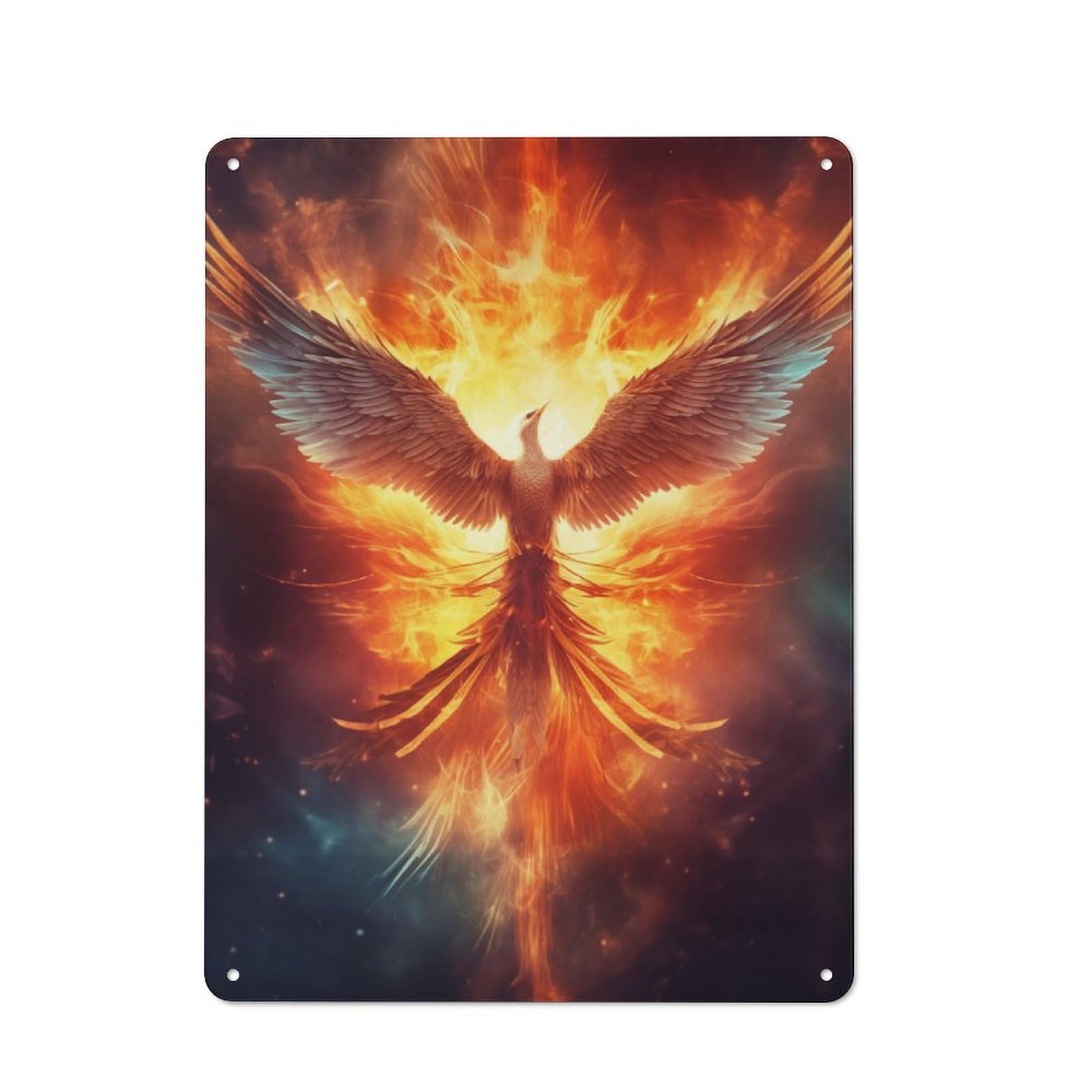Fire Flames Phoenix Bird Cottage Style Metal Wall Decor 40x30cm, Farmhouse Metal Sign for Kitchen, Cottage, Porch Or Garden Room