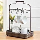 The Lakeside Collection Farmhouse Metal Coffee Mug Rack