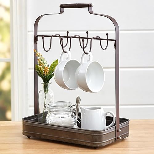 The Lakeside Collection Farmhouse Metal Coffee Mug Rack