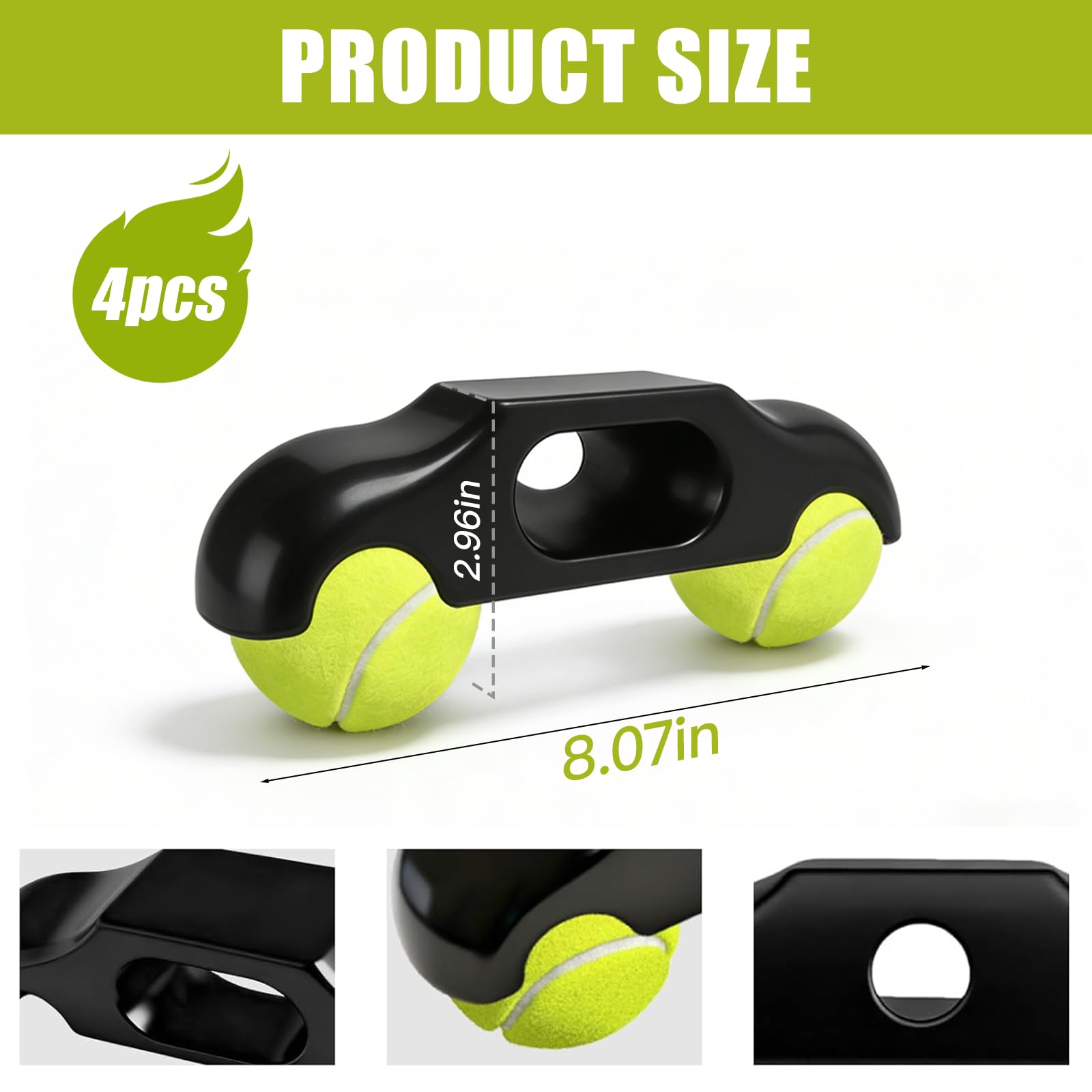 4 adattatori Rocker Plate Feet per bicicletta portatile con piedini per pallina da tennis per Wahoo Kickr Core 2 per allenamento a rulli indoor Cycling, incluse 8 palline da tennis