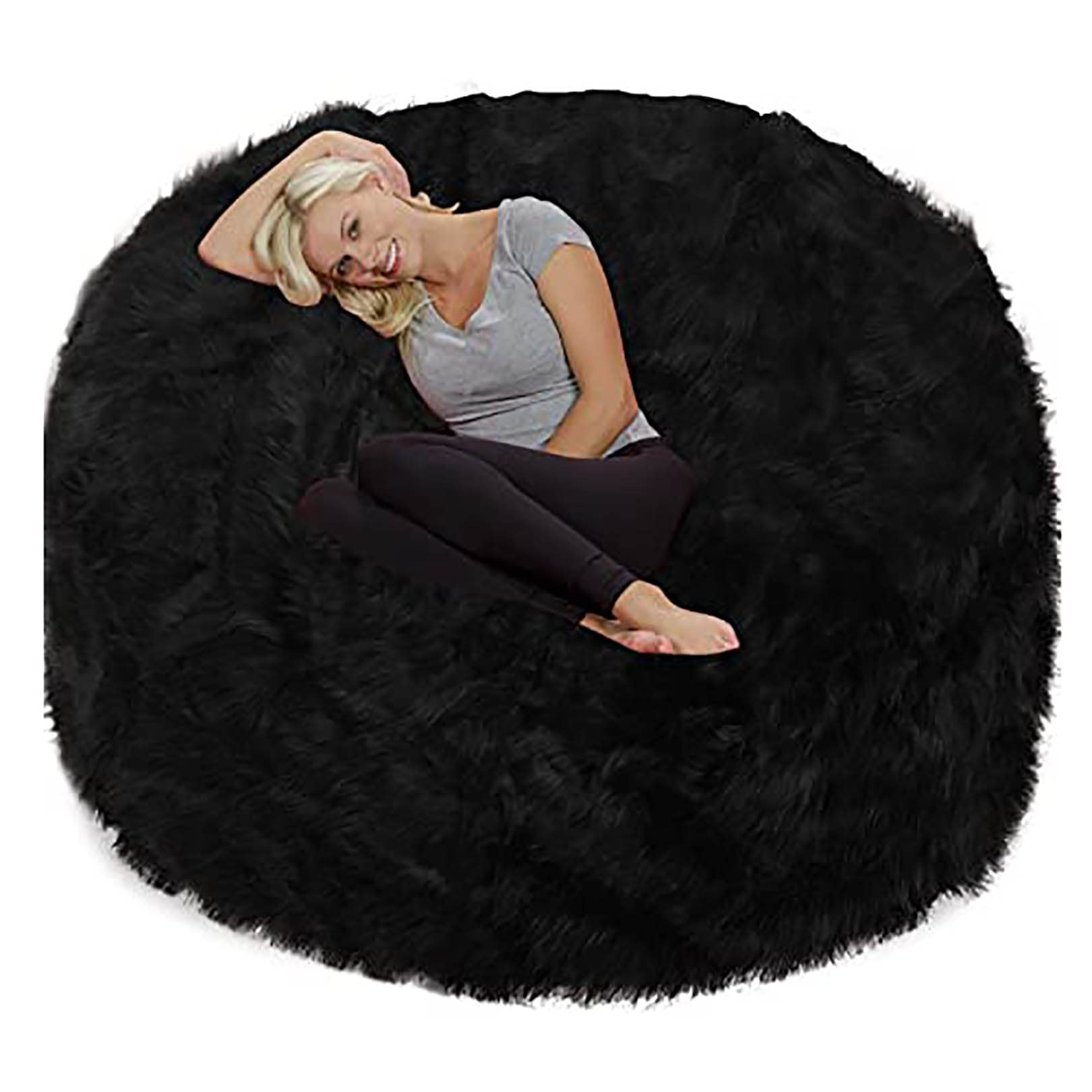 Faux Fur Beanbag Chair (Cover Only) Giant Bean Bag Furniture Accessory Bean Sack Cover Washable for Dorm, Living Room, House