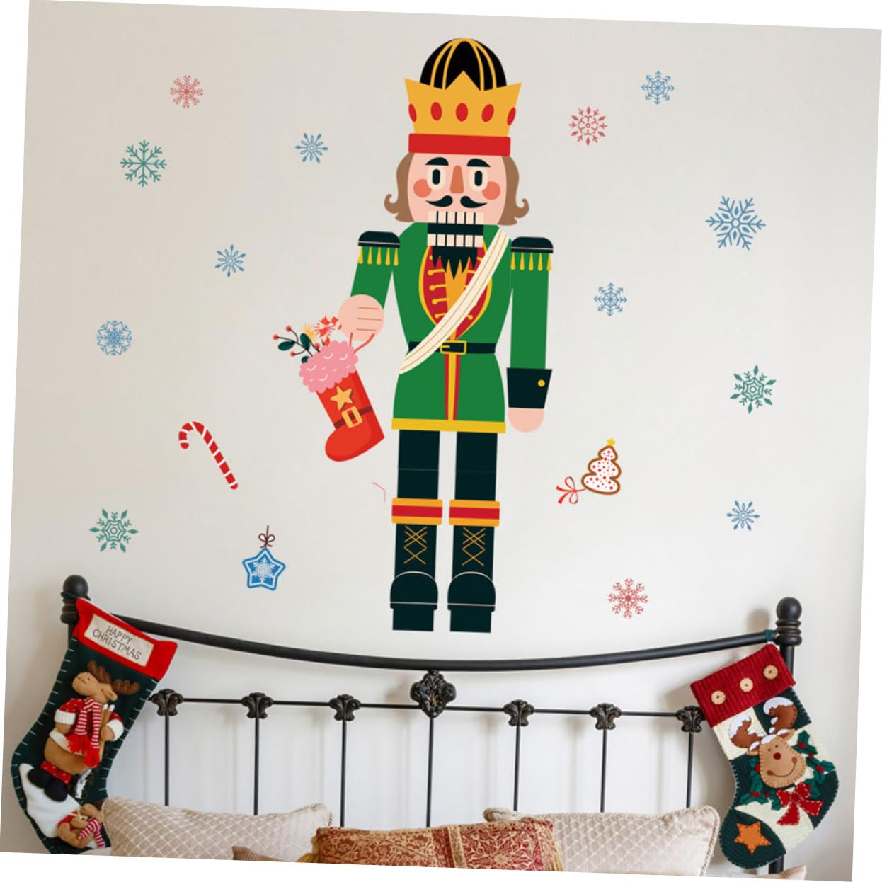 PRETYZOOM 4 Blätter Weihnachtsfensteraufkleber Weihnachtsaufkleber Für Den Kühlschrank Winterlicher Wandaufkleber Wandtattoo Weihnachtsbaum Nussknacker Wandtattoos Neujahr Fensterfolie PVC