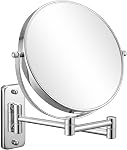 Miroir de maquillage mural, 10X Amplification 8 Rétroviseur de salle de bain extensible à double face de pouce, Chrome DECLUTTR