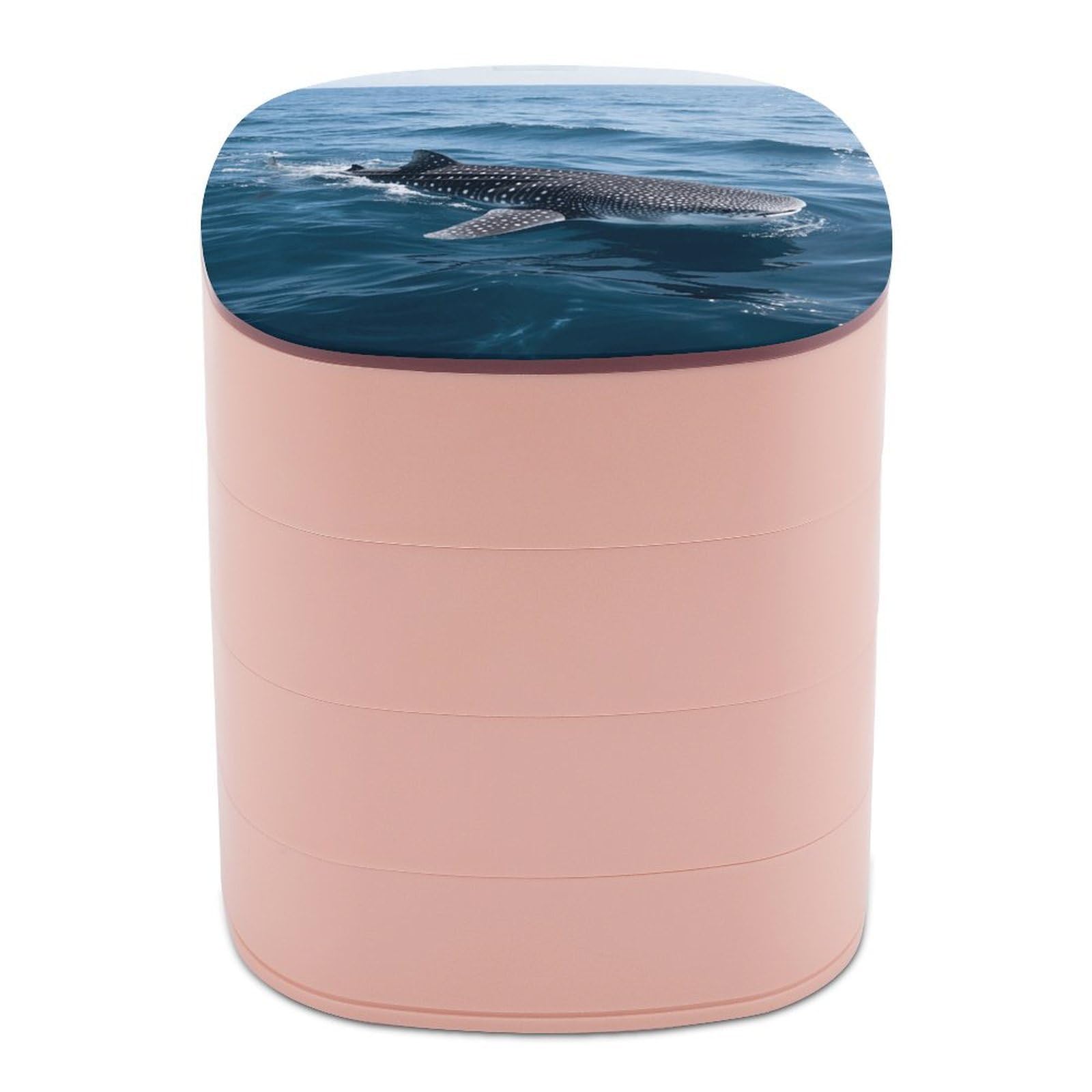 VstaDank Whale Shark Jewelry Case Women Portable Travel Jewelry Box Rotating Jewelry Organizer with Mirror Multi-Layer Necklace Ring Earring Storage Box for Bracelets Rings