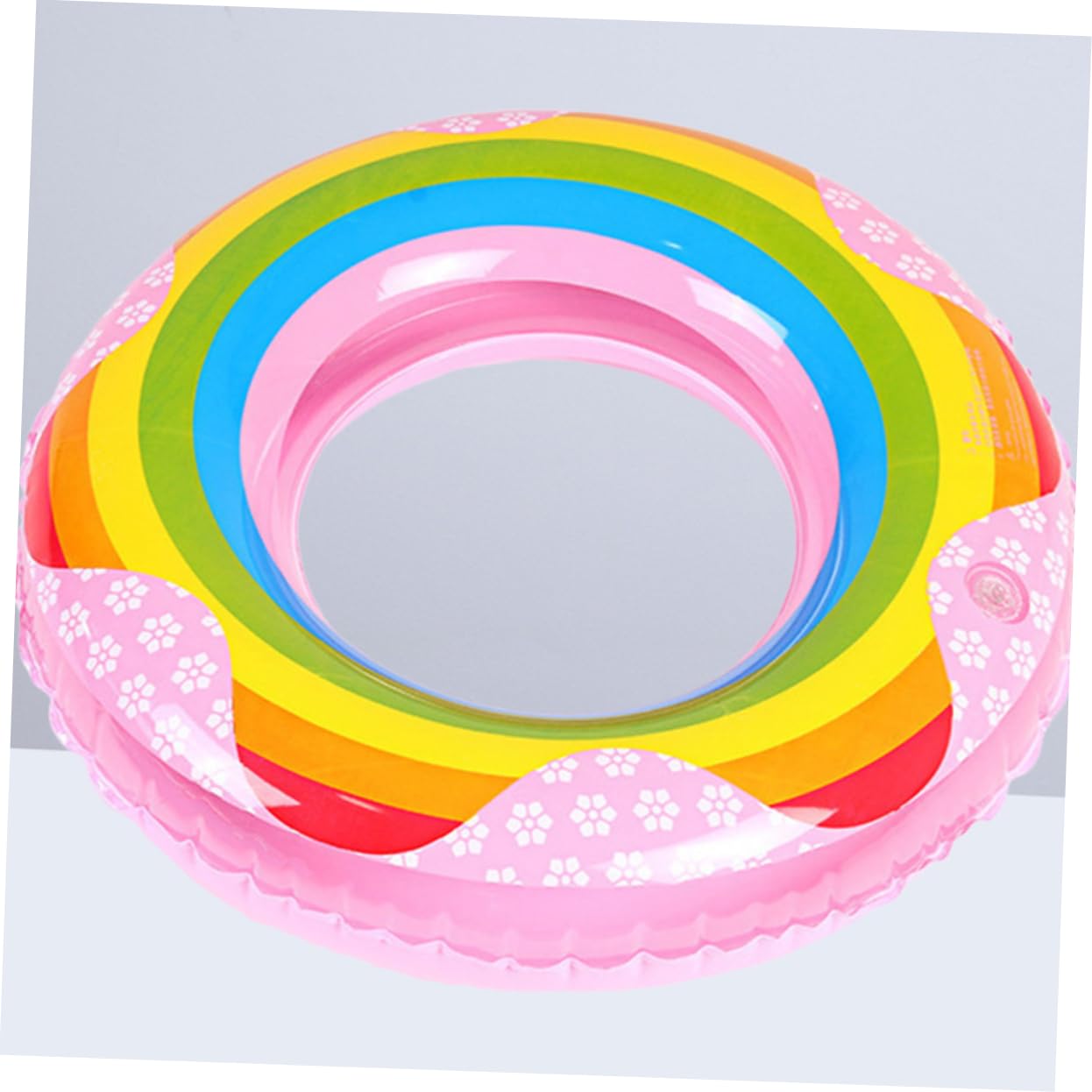 Kisangel Thicken Rainbow Swim Ring Inflatable Float for Water for Summer Pool Fun Design Easy to Inflate and Deflate