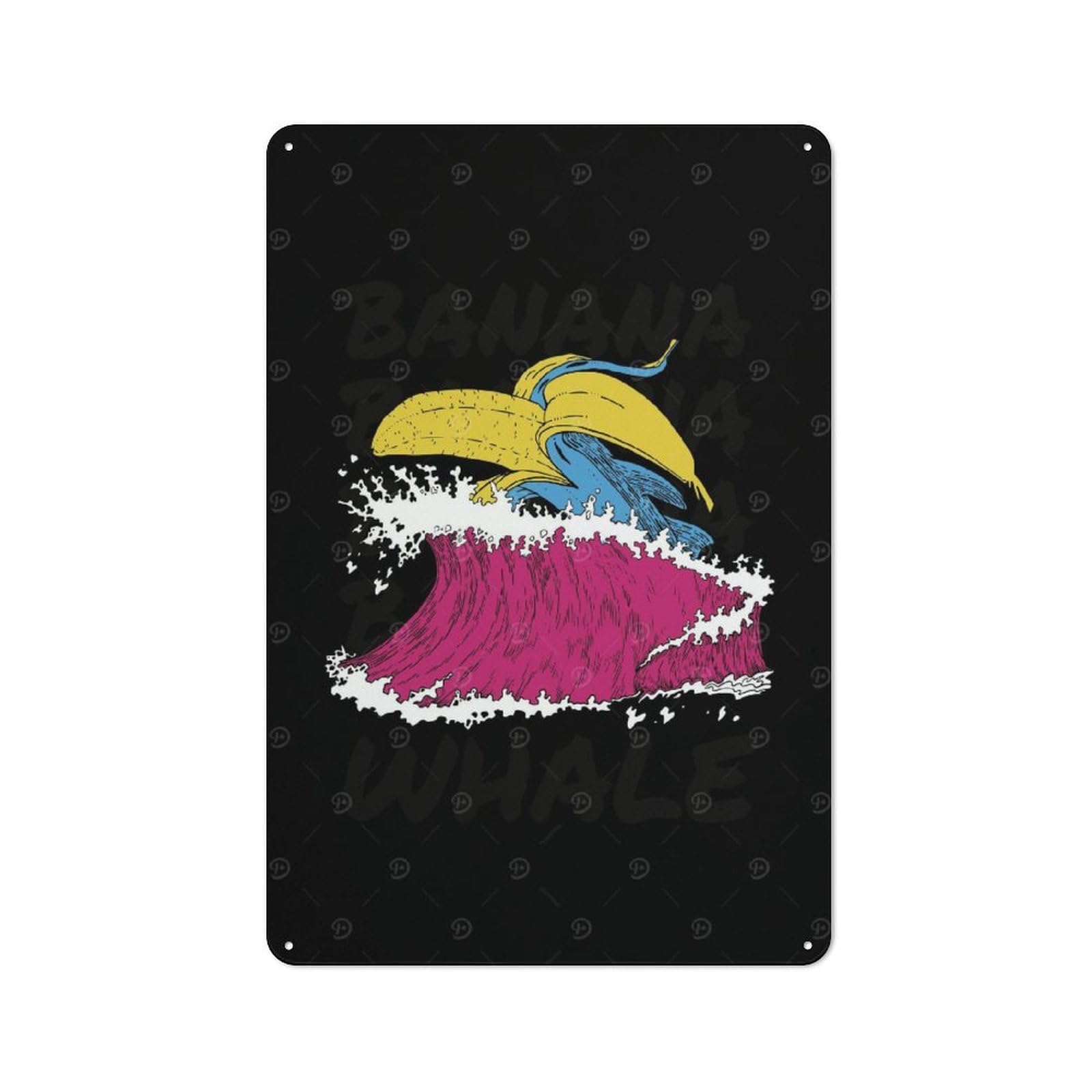 Junmoney Banana Whale Surfing Vintage Tin Sign 30X20cm With For Man Cave Or Games Room, For Games Room Collectors