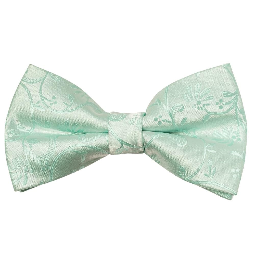 Ties R Us Boys Green Pre Tied Mint Floral Bow Tie Age 8-11 Dickie Bow