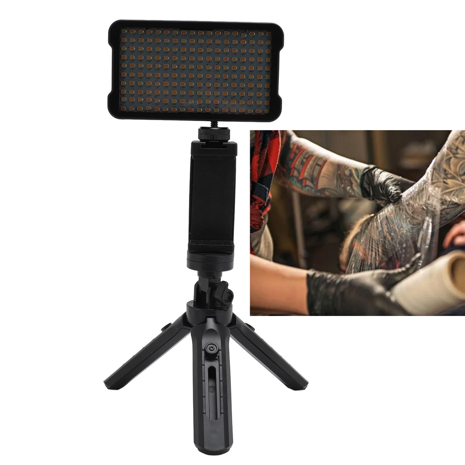 Tattoo Lampe mit CPL Filter Handy, polarisiertes LED Fülllicht mit 180 LEDs und Stativ, kabelloses Tattoo Foto Set für Handy Fotografie, Live-Streams, Selfies und Tattoo Zubehör