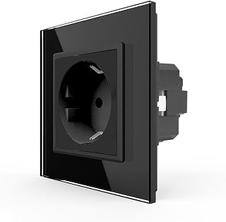 Luxus-Time VDE Steckdosen Modul Stecker Wandsteckdose inkl. Glasrahmen in schwarz 77211