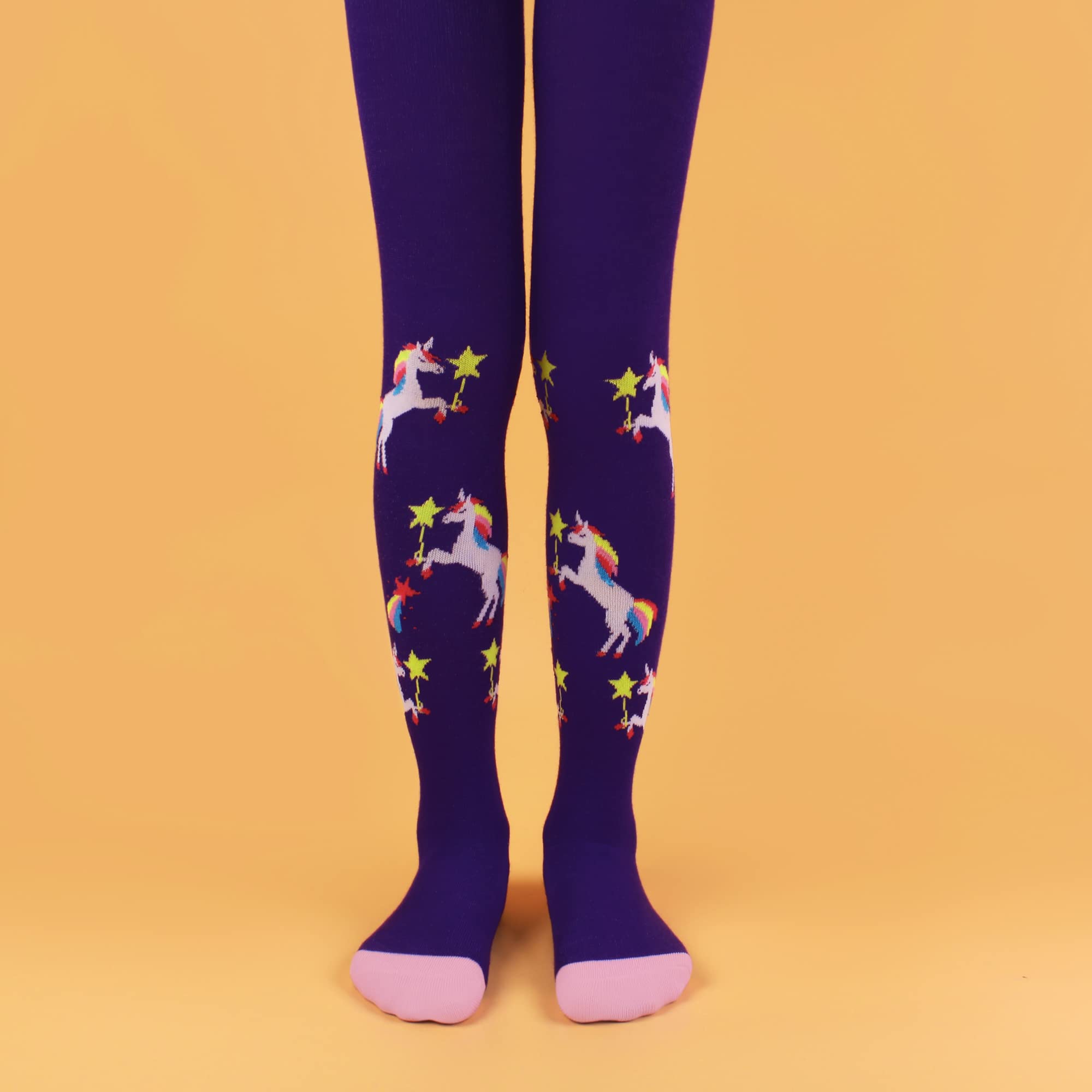 L&K-II Lot de 6 collants enfants filles, collants tricotés motif licorne avec différentes couleurs 2712