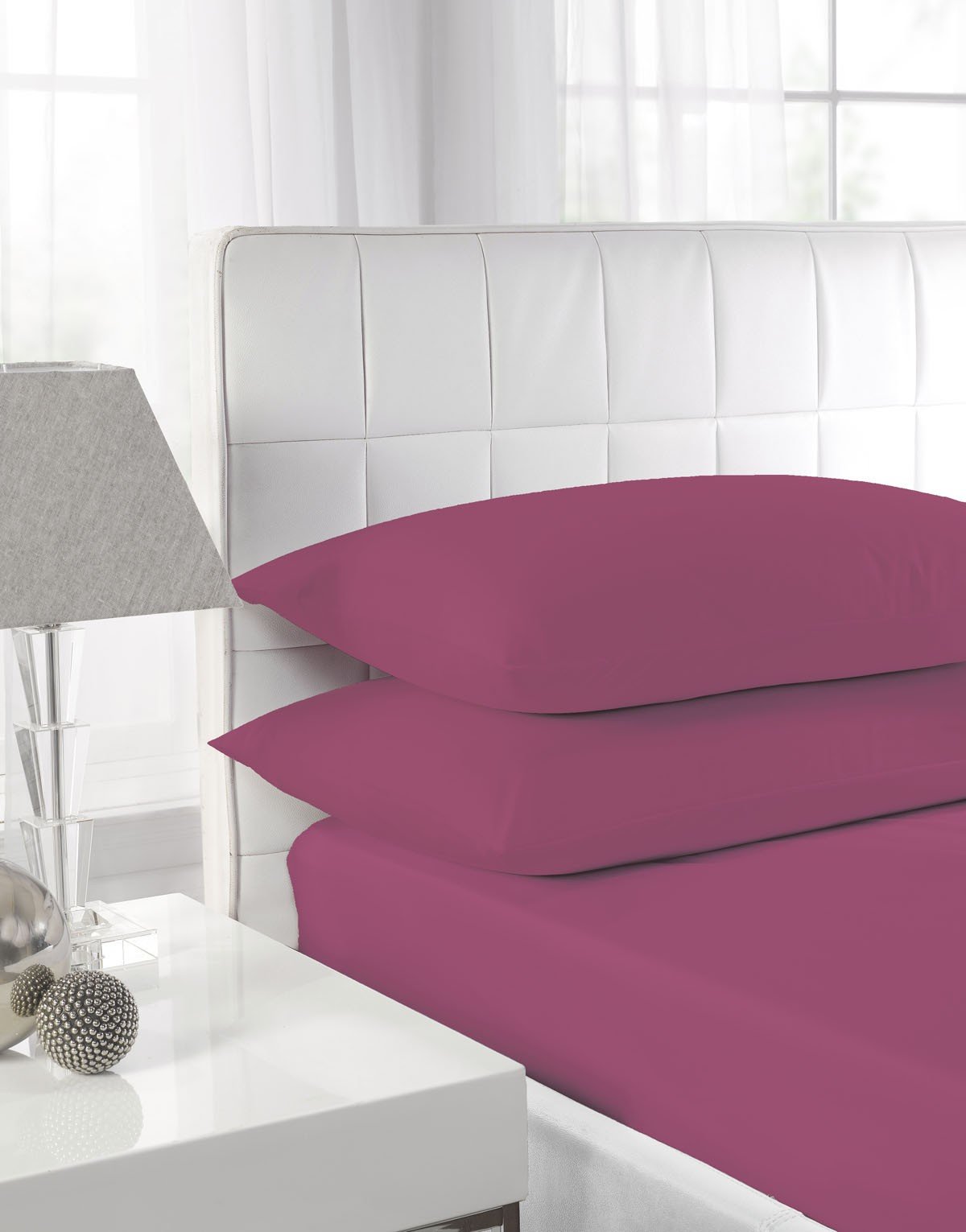 Textiles Direct Purple Easy Care Polycotton Aubergine King Size Fitted Sheet
