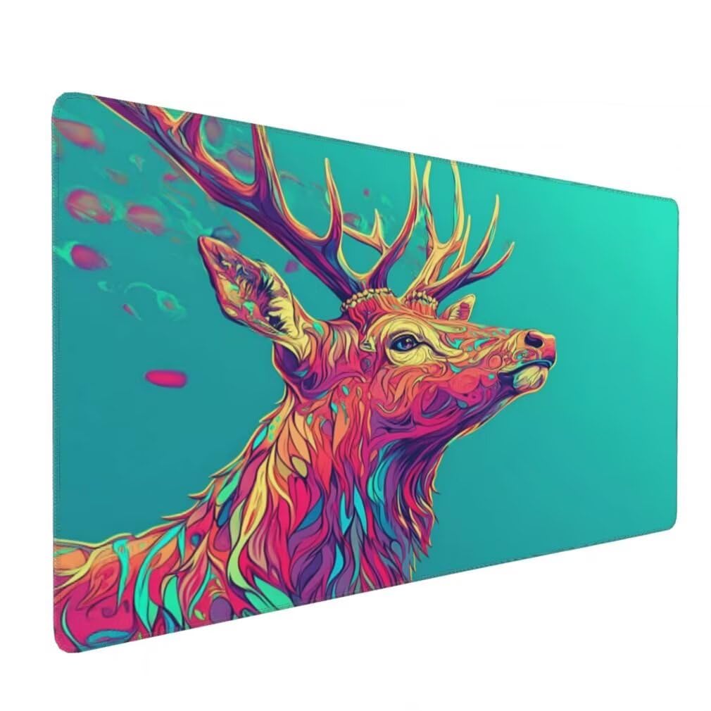 Alfombrilla Raton XXL 1000 x 500 x 3 mm, Mouse Pad Grande Gaming, Alfombrilla de Raton Verde Tapete Escritorio, Lavable Mousepad para Juegos Y Oficina, Impermeable y Antideslizante (Ciervo) -MP1593