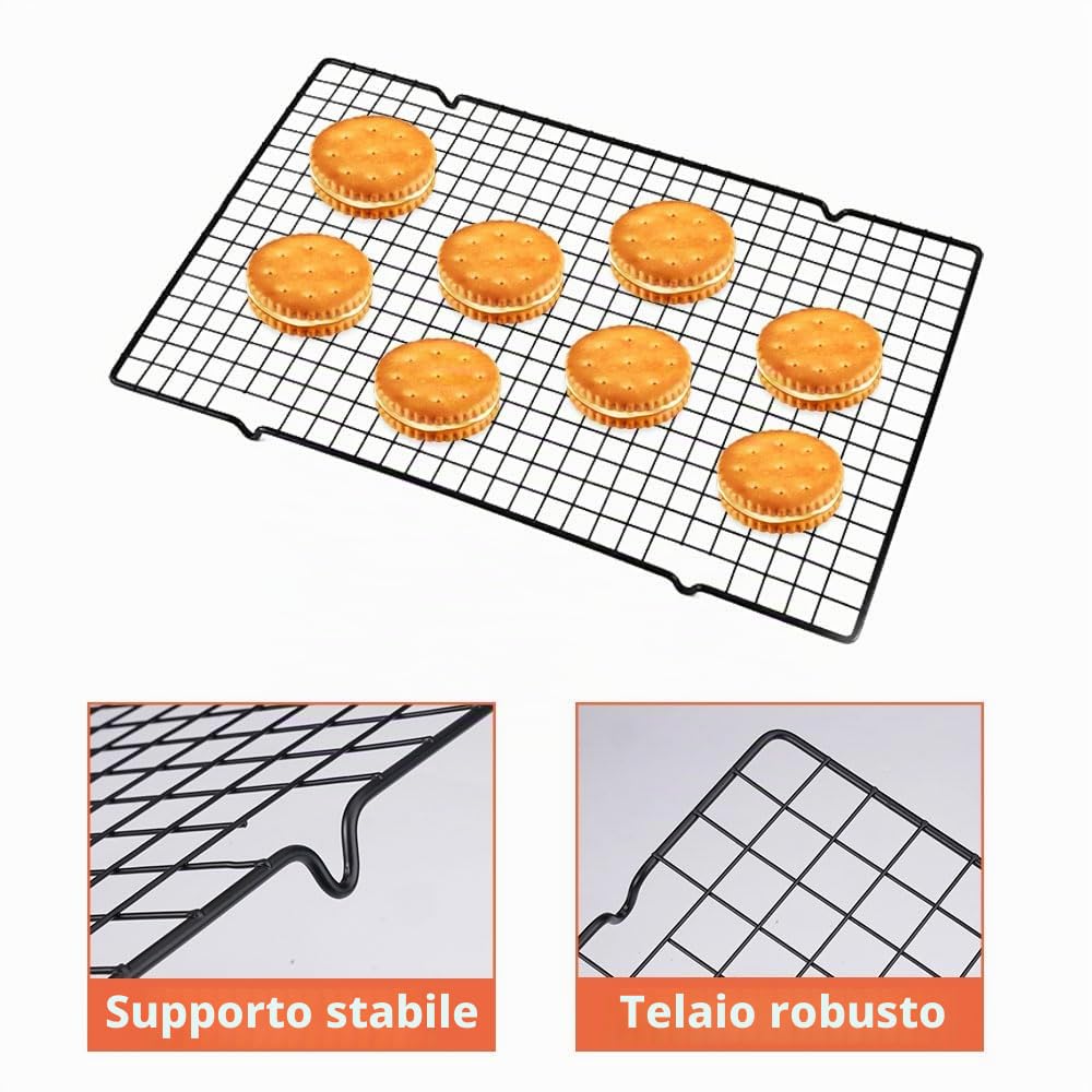3 Pezzi Griglia Acciaio Inox, 40cm Griglia di Raffreddamento, Griglia Forno Universale, Griglia per Glassare Dolci, Griglia da Forno, Griglia Rettangolare per Raffreddamento Cottura