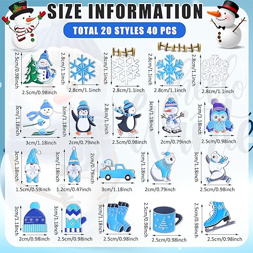 Image of Giegxin 40 Pcs Winter Pins Bulk Snowflake Snowman Blue and White Brooch Holiday Lapel Pin Polar Bear Penguin Jewelry for Backpack Clothes Bags Accessories Gifts