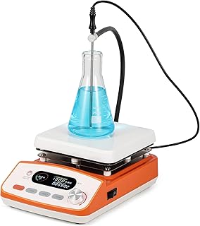 Bonvoisin Magnetic Stirrer Hot Plate Lab Stirrers Mixer with LCD Panel, Temperature Probe, Support Stand, 6 Stir Bars and Retriever 100-2000RPM Max 6L Stirring Capacity 110V 500W