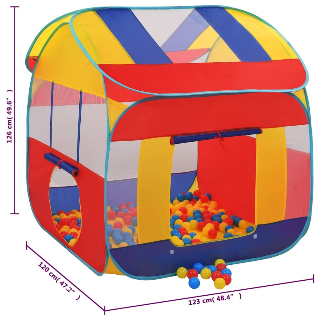 Spielzelt mit 550 Bällen, Polyester und Stahl, 123x120x126 cm, faltbar für drinnen und draußen, kindersicheres Bällebad als Spielhaus, Tunnel, Krabbeltunnel, Tipi für Baby, Kleinkind
