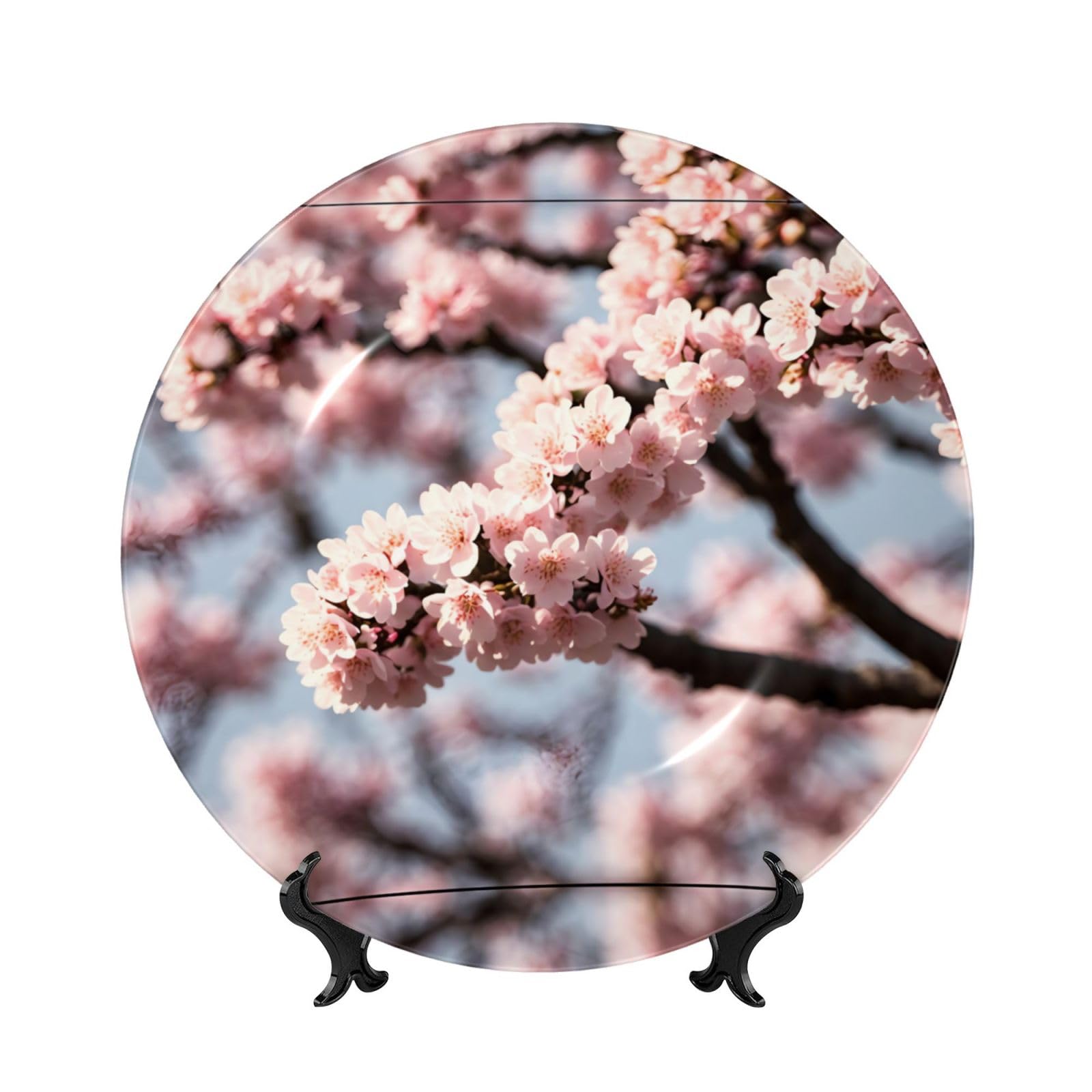 Plato decorativo con patrón de flores de cerezo japonés para manualidades y vitrinas