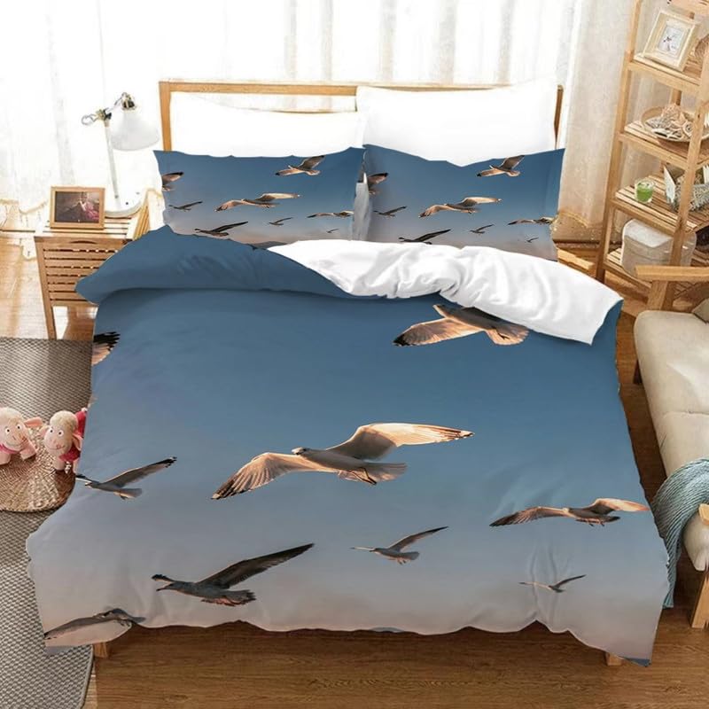 Housse de couette 220x240 oiseaux bleus idée cadeau décoration anniversaire