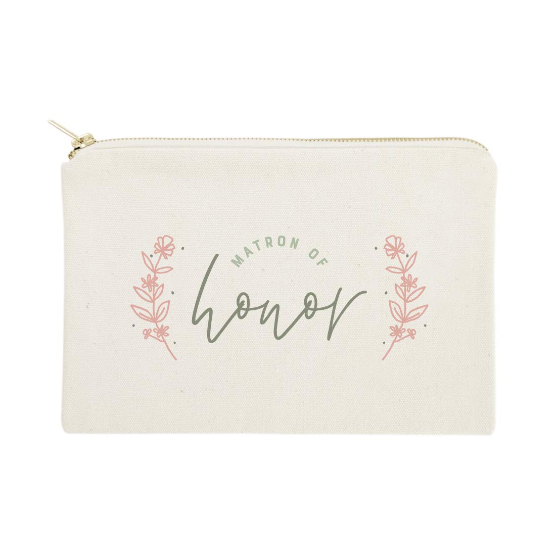 The Cotton & Canvas Co. Floral Matron of Honor Wedding Cosmetic Bag, Bridal Party Gift and Travel Make Up Pouch