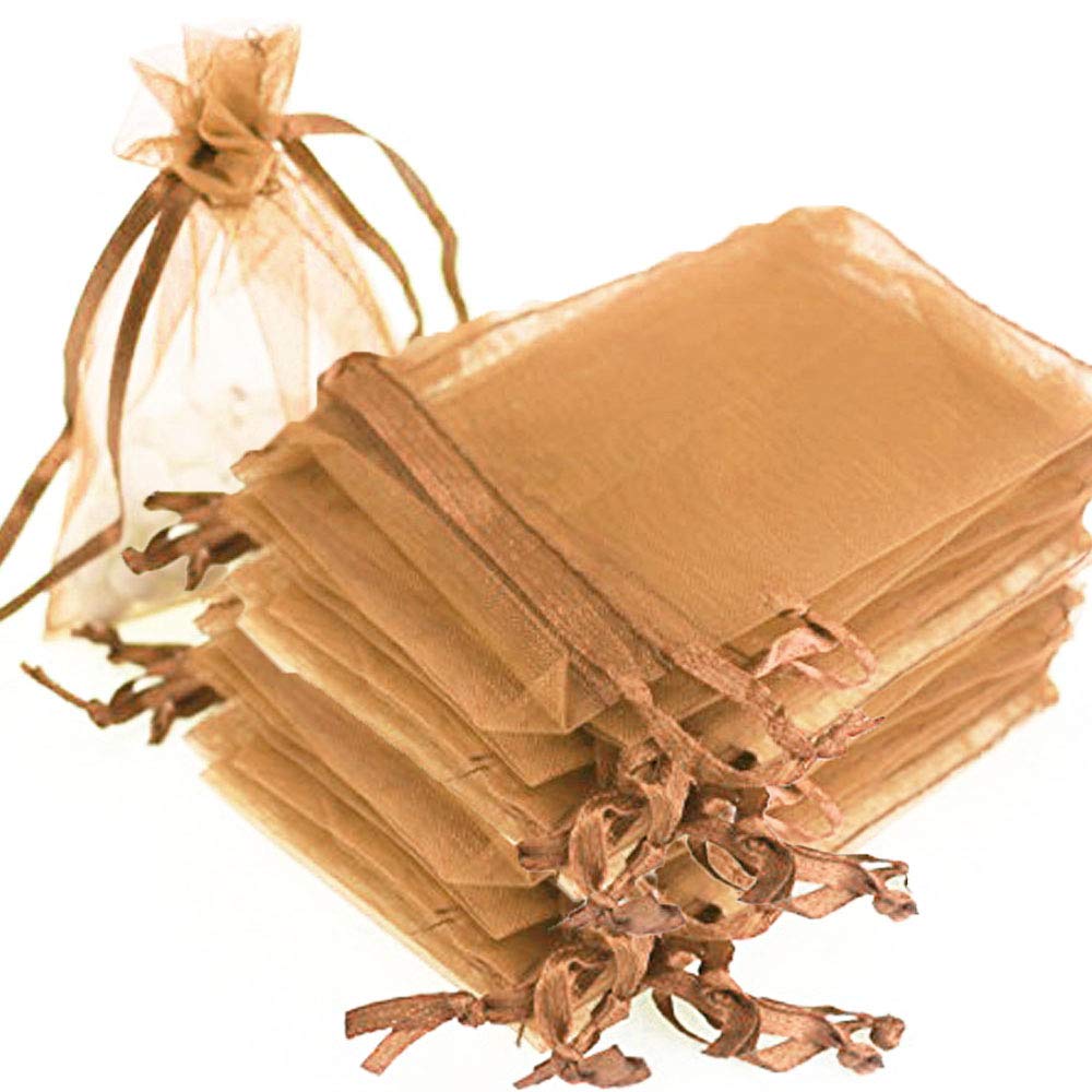 Time To Sparkle Chocolate 50 Pack Organza Gift Bags Wedding Party Favour Jewellery Packing Pouches, 13X18cm