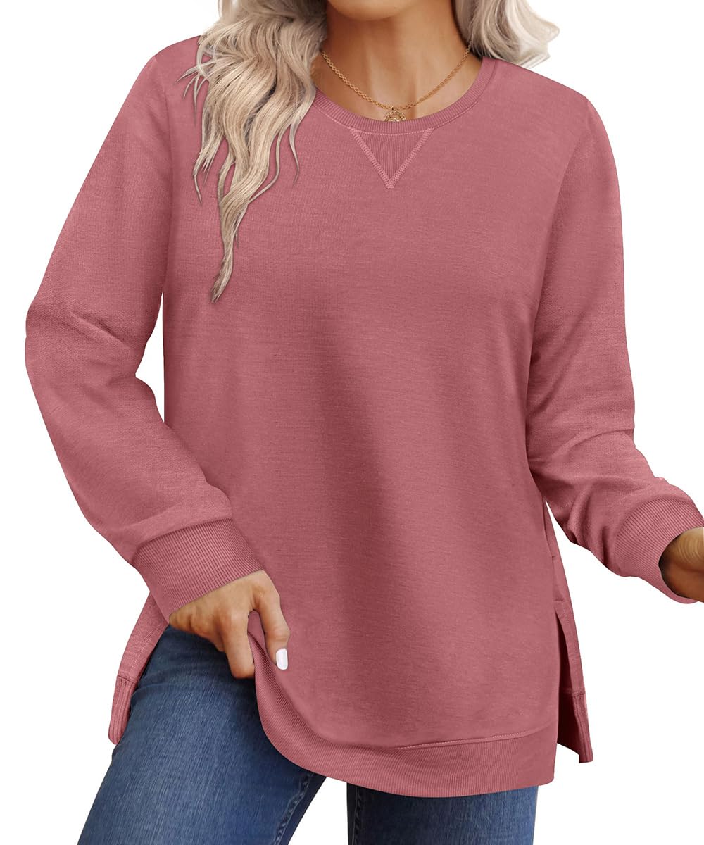 RITERA Plus Size Tops for Women Winter Long Sleeve Basic Loose fit Pullover Sweatshirts Oversized Tunic Shirts