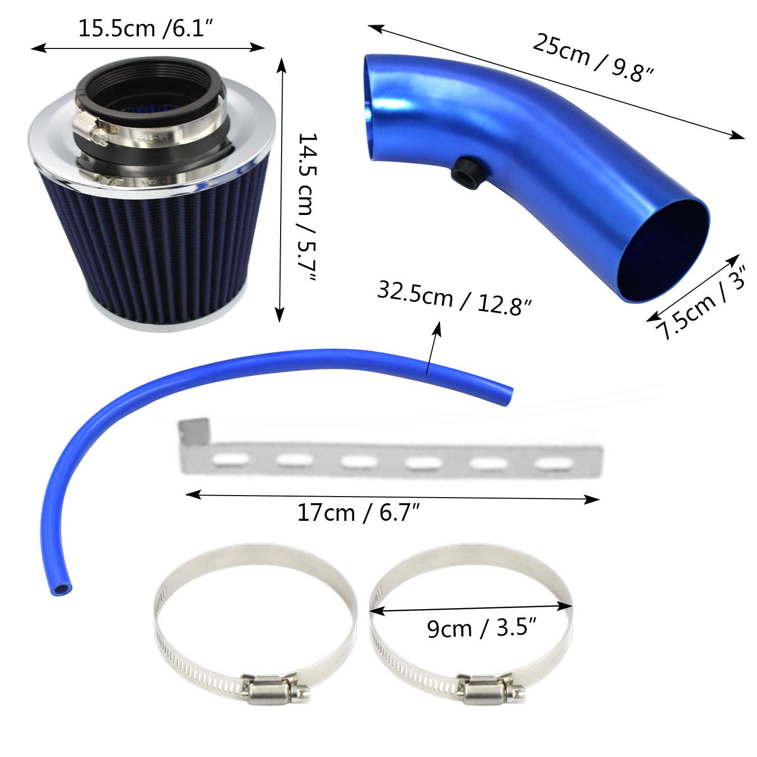 Air Intake Filter Kit 76mm/3inch Cold Air Universal Car Intake Pipe Carbon Fiber With Intake Hose High Flow – Buy At Low Prices In The Online - Foto 2