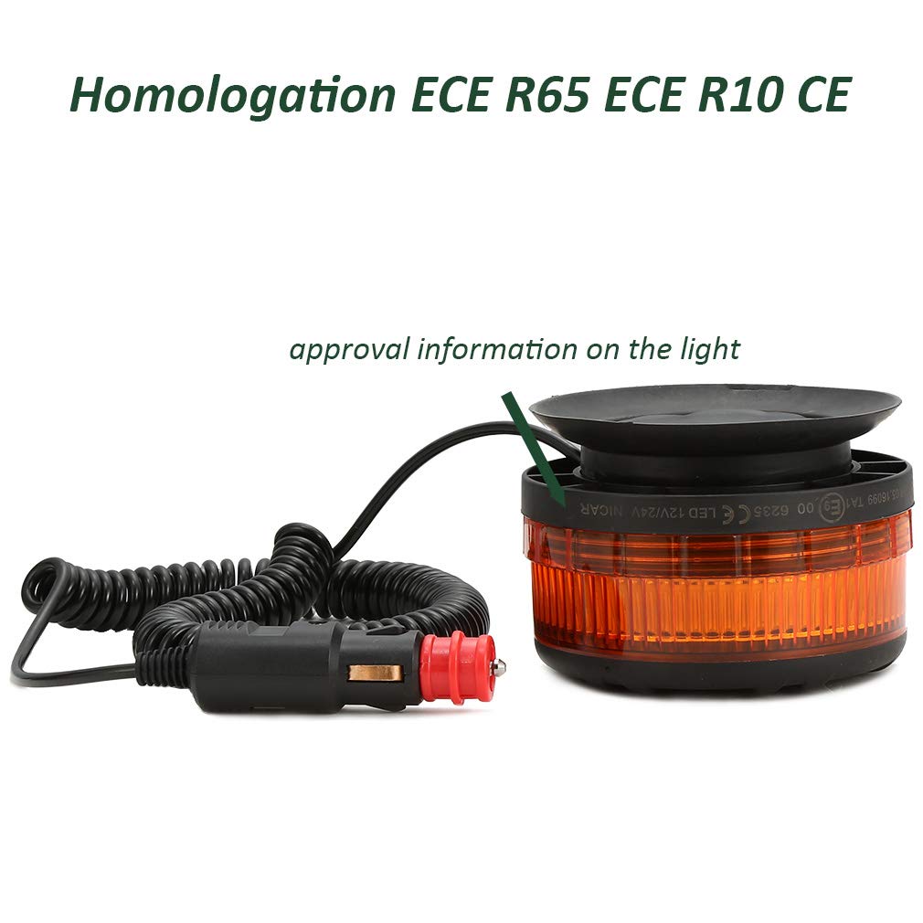 D-TECH 12/24V LED Warnlicht Stroboskoplicht Blinklichter Frontblitzer Rundumleuchte Amber Notlicht-Leuchtfeuer für LKWs Traktoren Gabelstapler