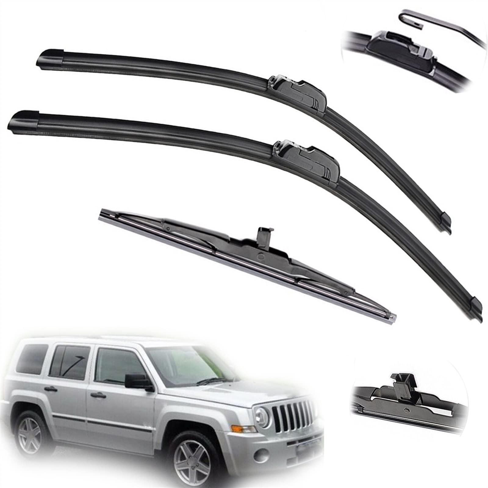 Balais d'essuie-glace pour voyager en sécurité sous la pluie en Jeep Patriot 2008-2016
