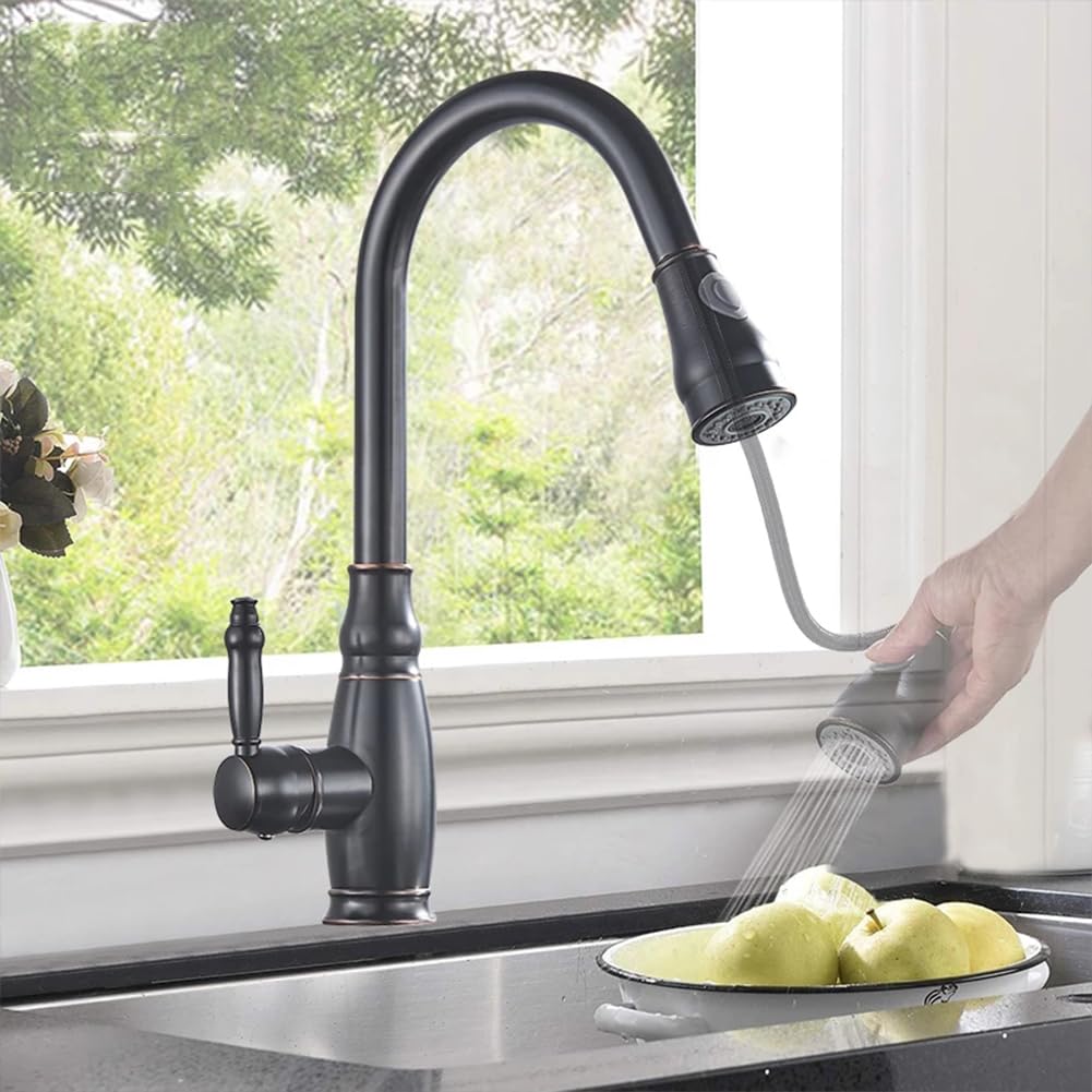 Grifo De Cocina Extraíble, Mezclador Monomando De Arco Alto, Rociador De 2 Chorros, Giro De 360°, Cuerpo De Latón, Acabado Cepillado, Monomando. A