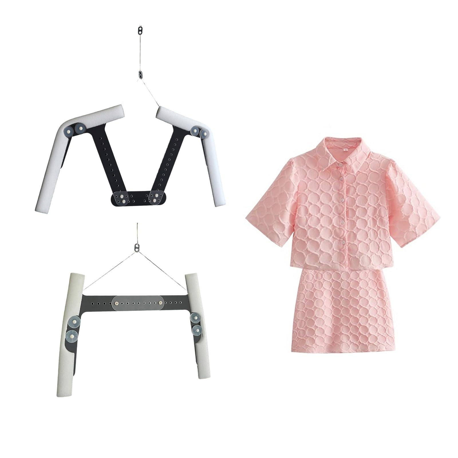 Invisible Acrylic Clothes Hanger set, Adjustable Unisex Mannequin Torso, Multi-Use Portable Clothing Photography/Retail Display Wall Mount Clothes Holder