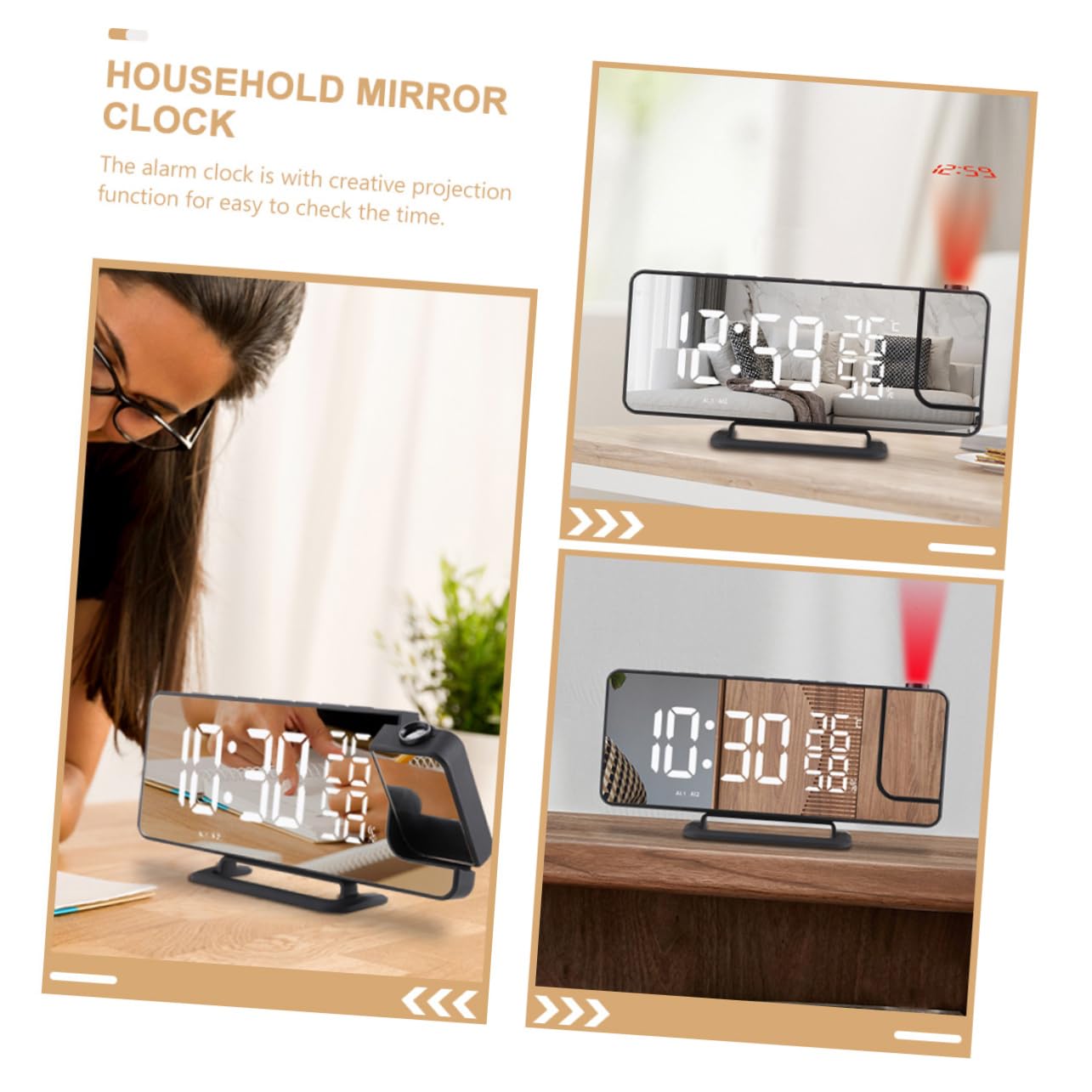 1 Juego Reloj Proyector Multifuncional LED con Termómetro y Reloj Decorativo para Hogar Despertador de Mesa Práctico y Elegante