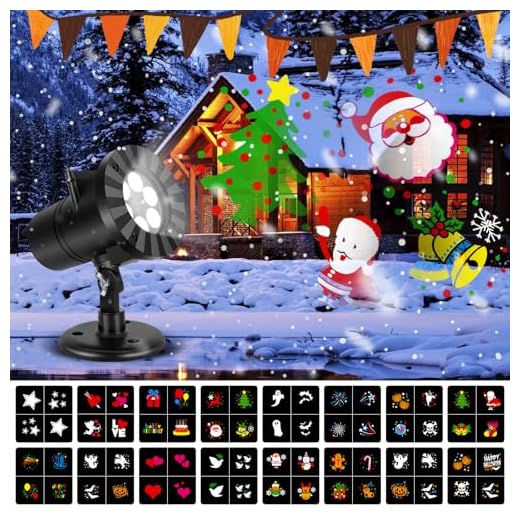 Projecteur Extérieur de Noël, Lumière D'halloween Et De Noël, 16 Diapositives à Motif HD, Lampe de Projection pour Noël Halloween Jardin et les Décorations de Vacances