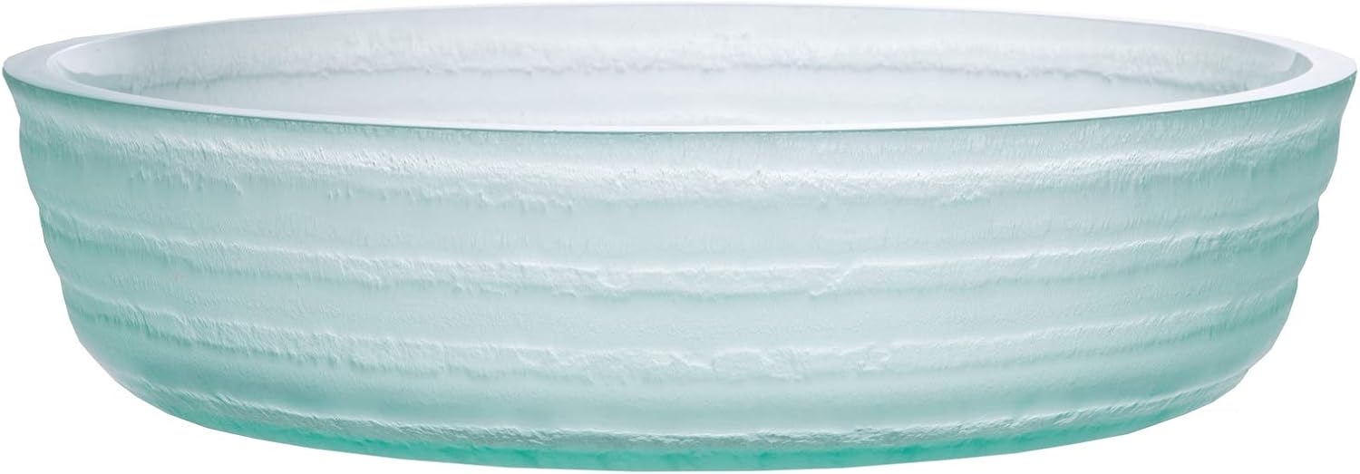 Eden Bath Clear Embossed Round Glass Sink Bowl Bathroom Vessel Sink for Vanity Top