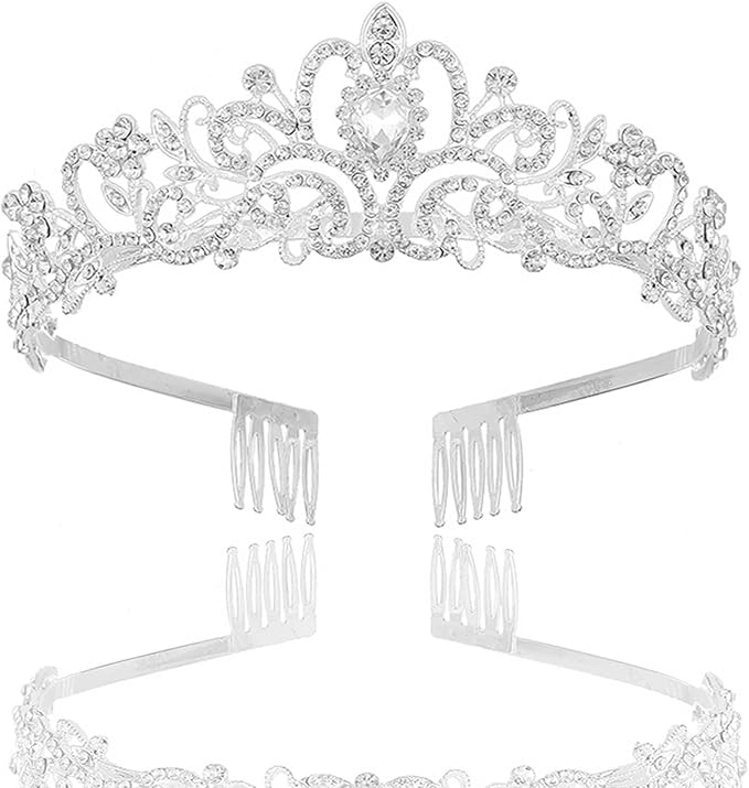 Silver Crystal Tiara Crown, Tiara for Women Queen Crown Tiara Crystal