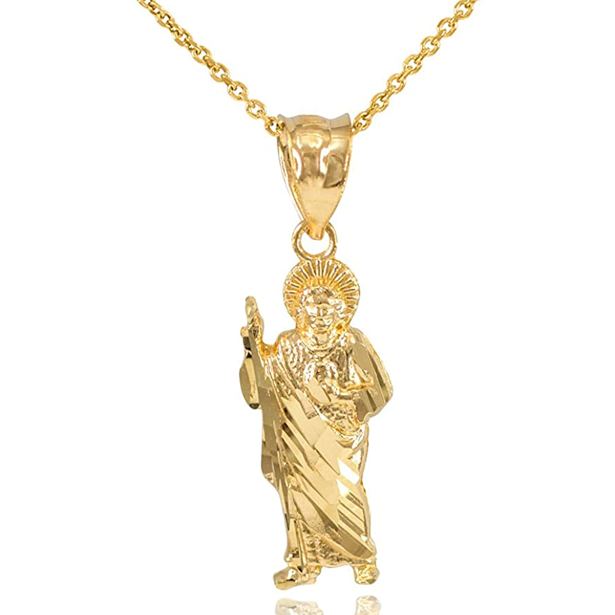 14k Yellow Gold Christian Saint Jude Thaddeus Patron Saint of Lost Causes  Charm Pendant Necklace Choice of Chain Length