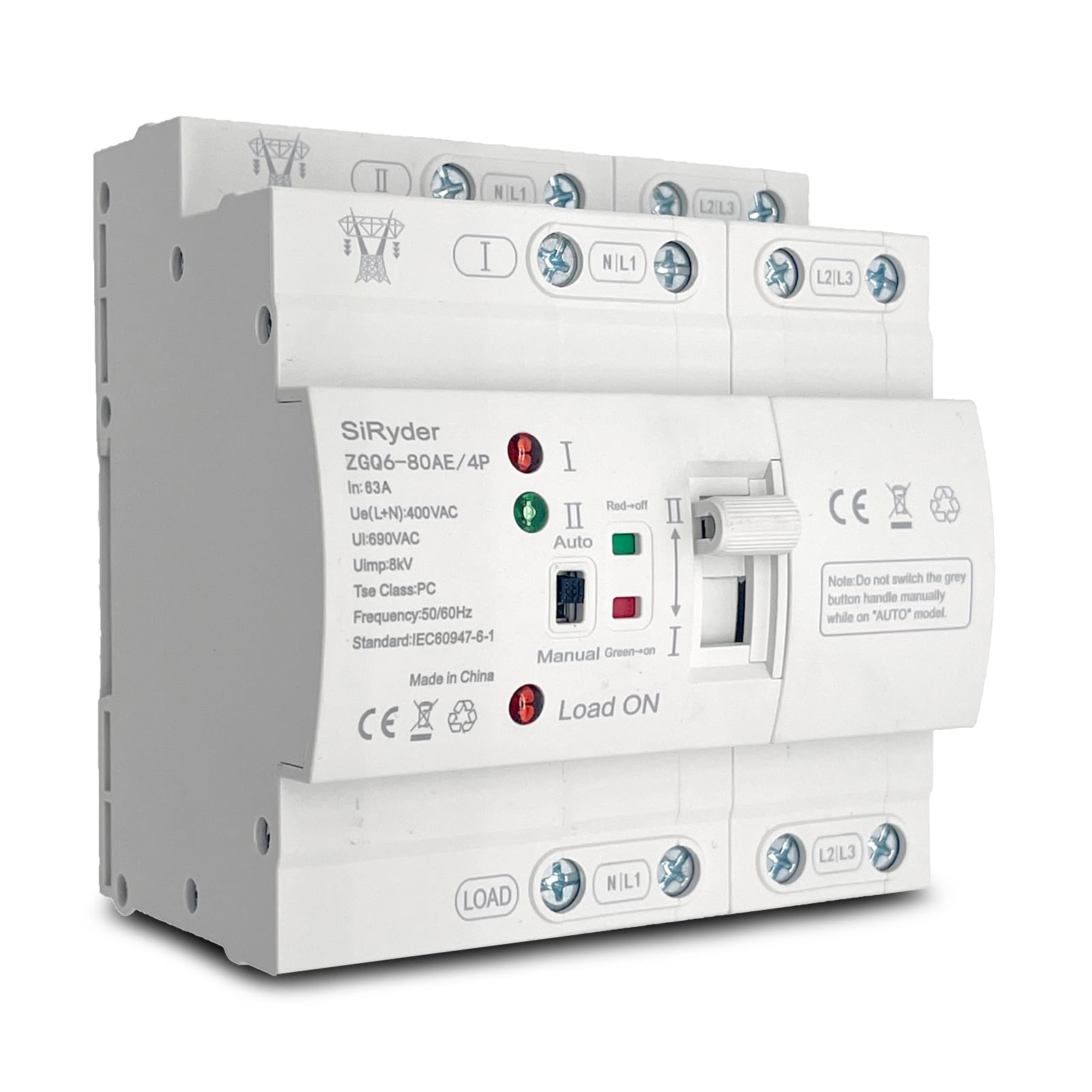 Automatischer Transferschalter 220V DIN Schiene 4P 63A ATS Dual Power Notstrom Umschalter