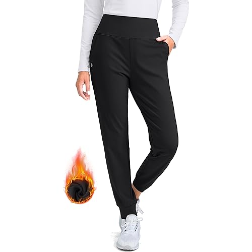 G Gradual Women's Fleece Lined Joggers High Waisted Water Resistant Thermal Hiking Pants Cold Weather Sweatpants with Pockets