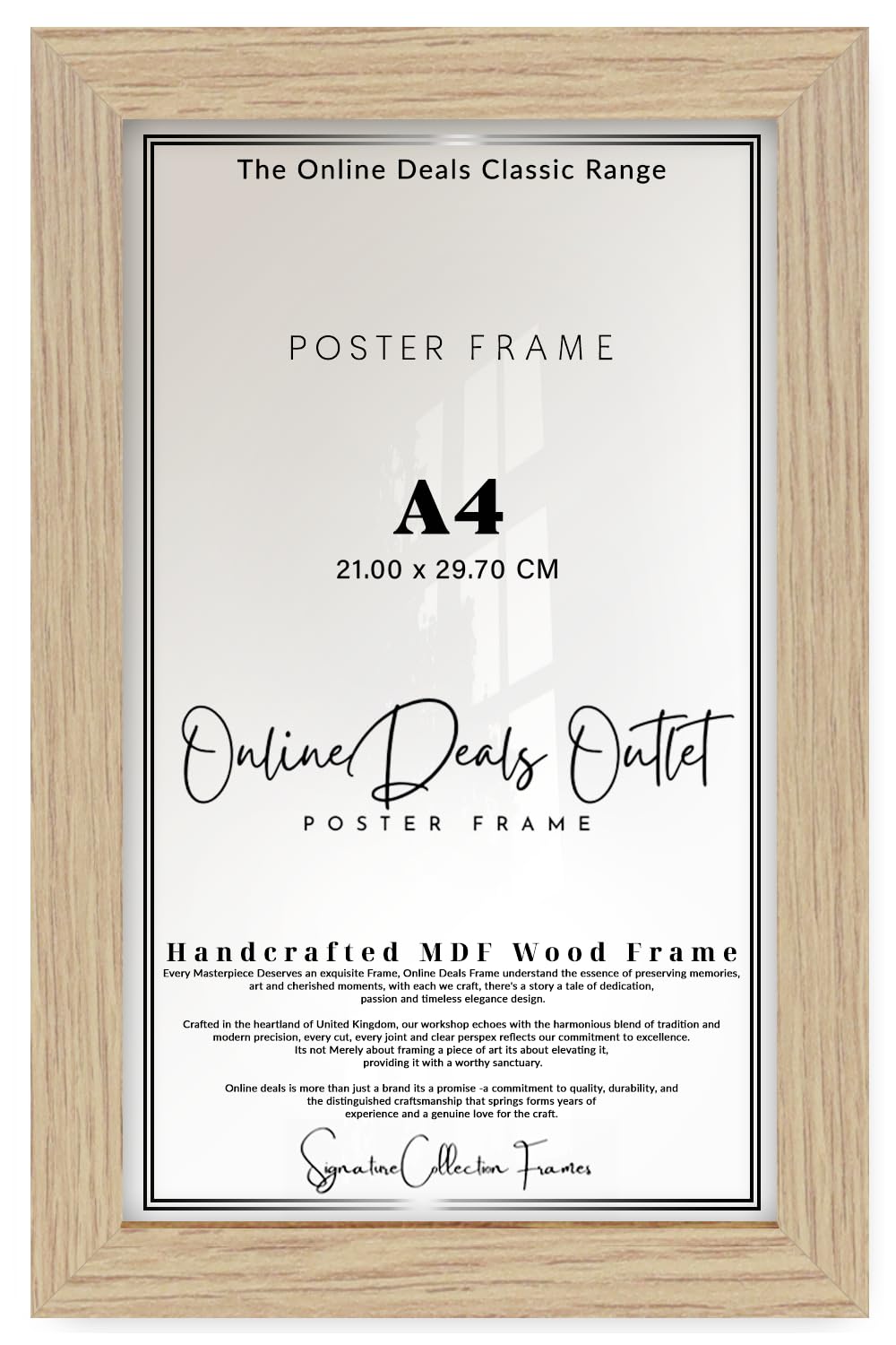 Oak Online Deals | Mdf Poster Frame A4 (21.00 X 29.70 Cm) 11" X 8" For Travel Souvenirs, Notes & Poetry Art, Mdf Build, Secure Hanging Hooks [ ]