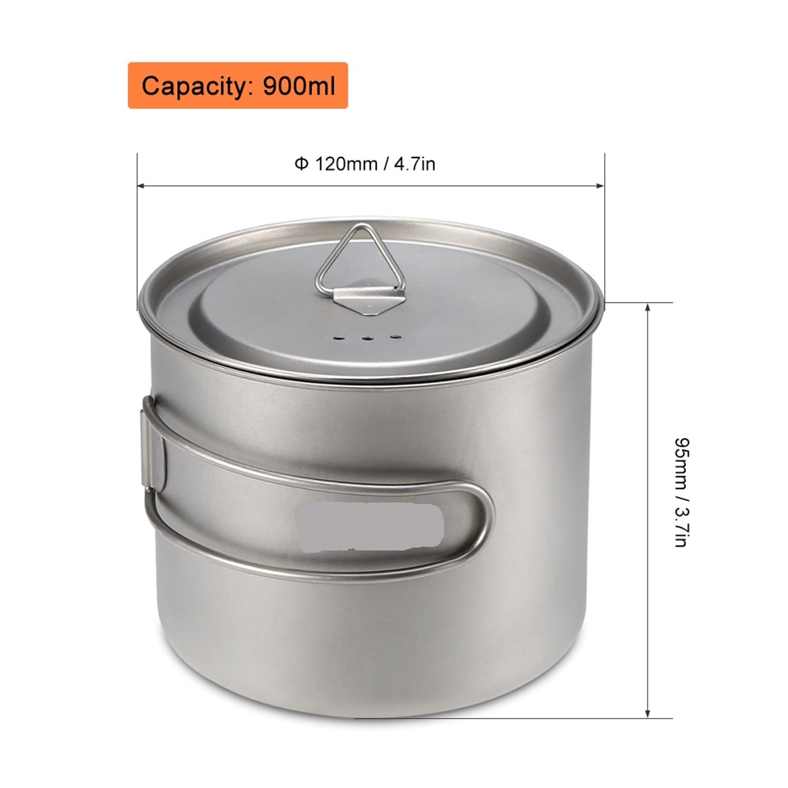 Generico Compatibile con Tazza da 900 ml Ultraleggera Portatile Appendere Coperchio e Manico Pieghevole Campeggio all'aperto
