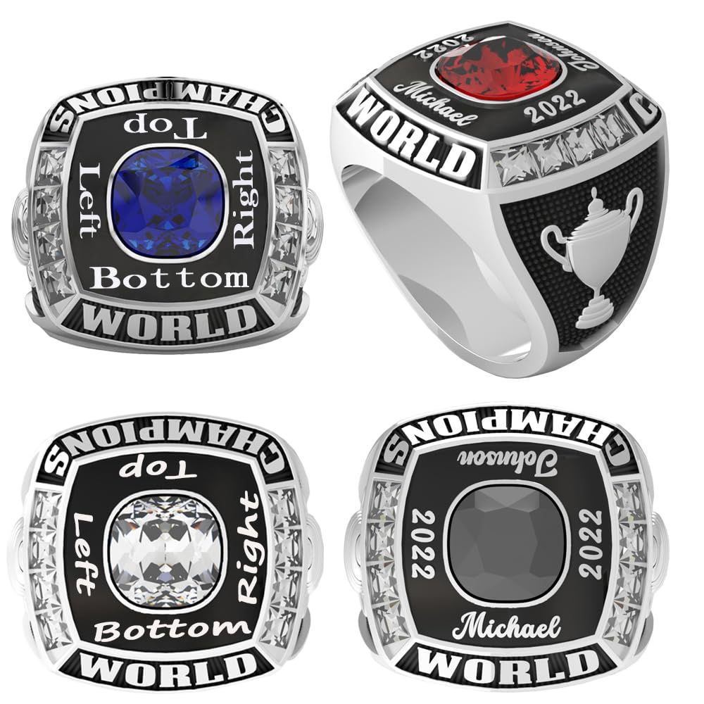 Custom Championship Ring For Football, baseball, basketball, esports, softball, fantasy sports, hockey, team, college, university, high school, class - Personalized Champion Ring (10)