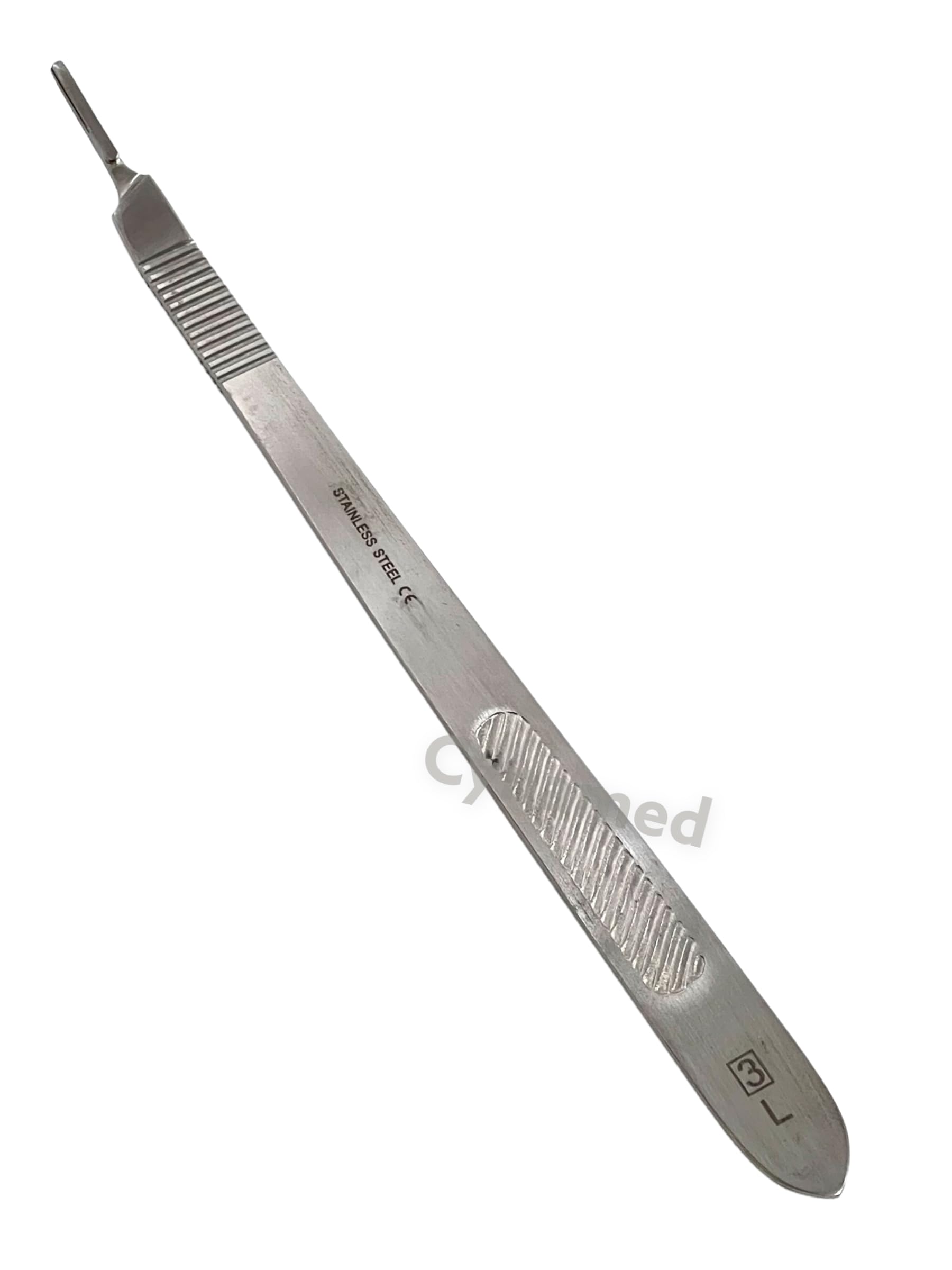 Set of 3 - Scalpel Handle #3L + 4L + 3L Bent Flat Handle - Stainless Steel - Suitable for Blades #20 Series and 10 Series