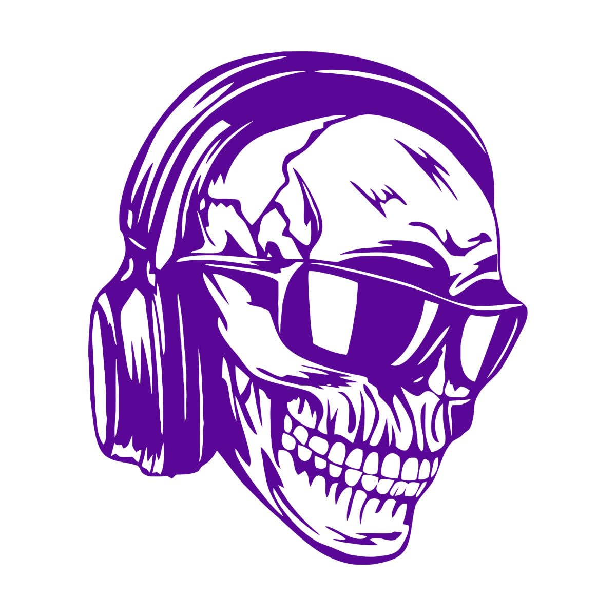Music Wall Decals Skeleton Skull with Headphones Glasses Wall Stickers Decor Teen Bedroom Vinyl Wall Paper for Musician Pub Extra Large - 70x84cm โ image 1