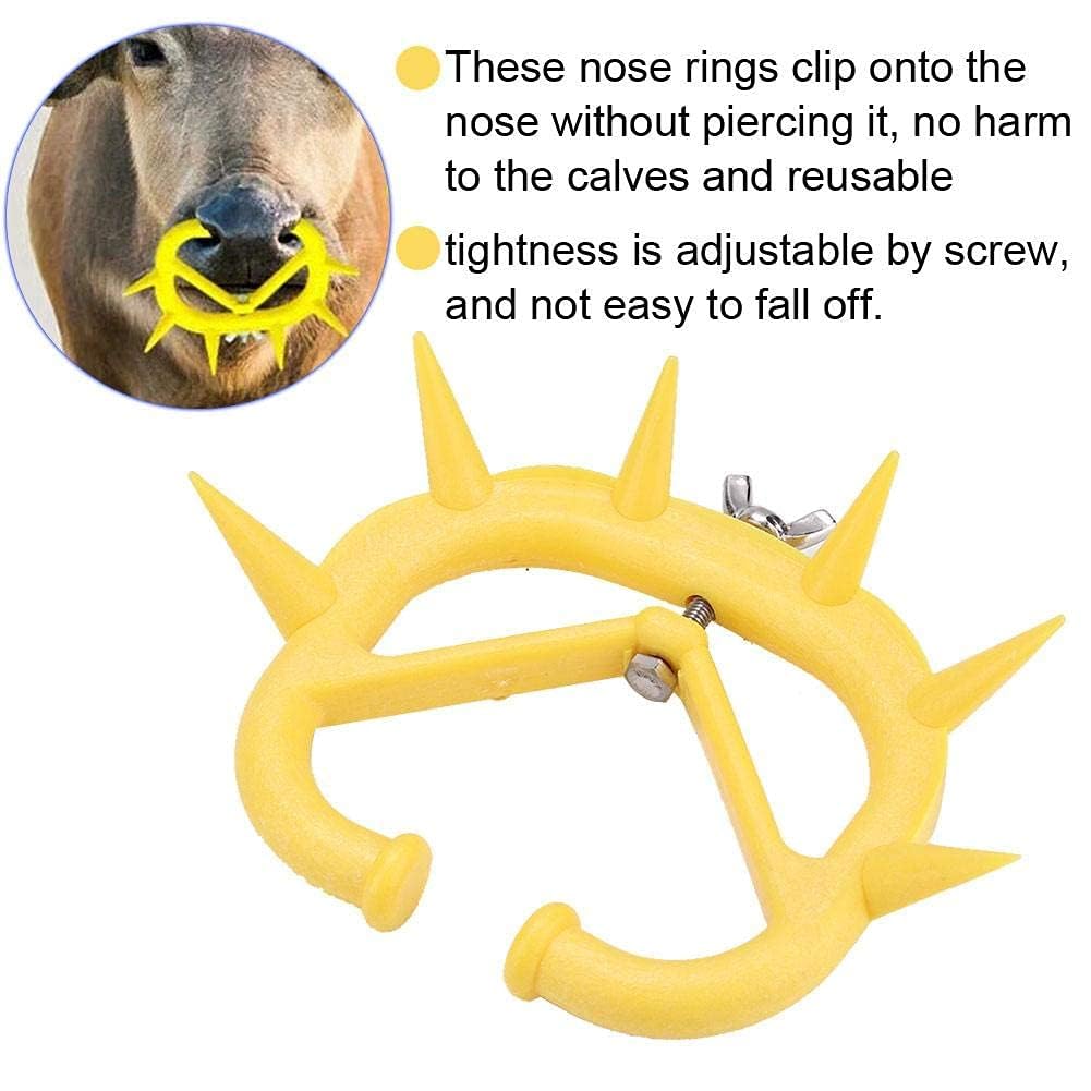 10pcs Anneaux de nez de veau-sevrage Bovins en plastique Vache de sevrage Outil de sevrage de vache Anneau à piquer Bovine Clip de nez Traite Stop Anti-Sucer La Traite Stop Produits Agricoles