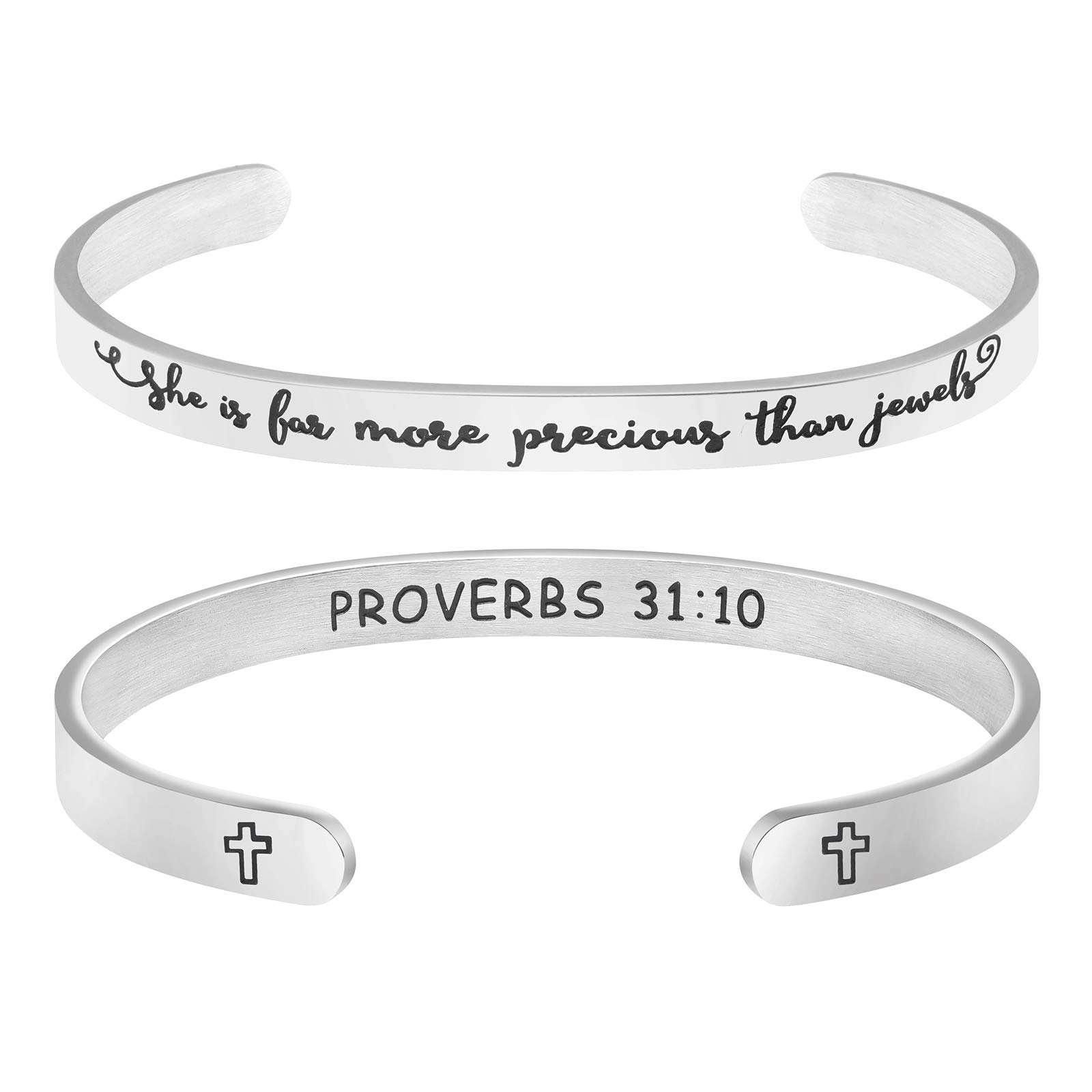Memgift𝐂𝐡𝐫𝐢𝐬𝐭𝐢𝐚𝐧 𝐁𝐫𝐚𝐜𝐞𝐥𝐞𝐭𝐬 for 𝐖𝐨𝐦𝐞𝐧 Inspirational Religious Gifts for Her Bible Verse Bapstism Jewelry Cuff Bangle