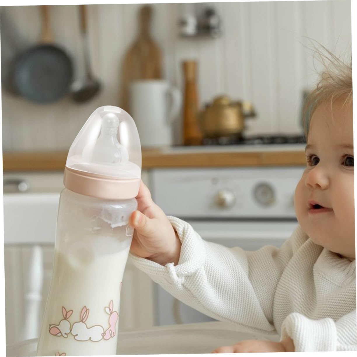 TOYANDONA 4Piezas Biberón Reutilizables Accesorios para Biberones de Cuello Tapa Antipolvo y Tapa Repuesto para Alimentación Infantil Compatibles con Contenedores