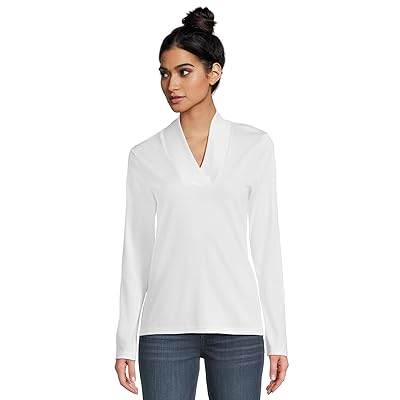 L.L.Bean Pima Shawl Long Sleeve Cotton T Shirts Women
