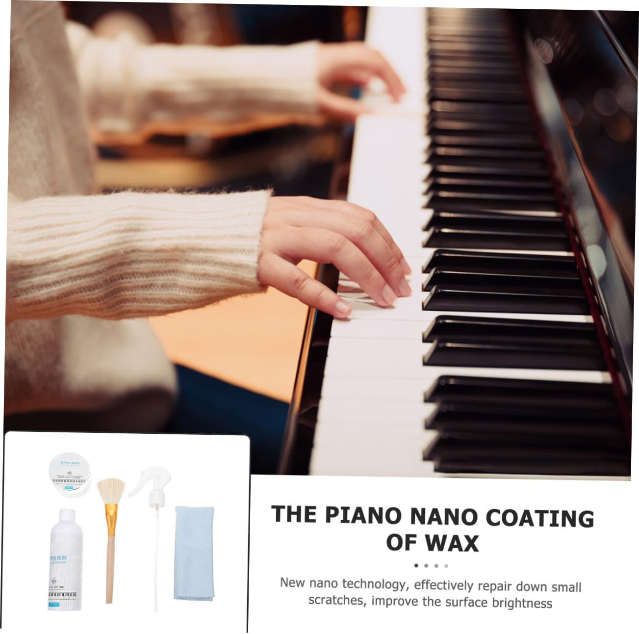 Milisten 1Set Piano Care Kit Professional Cleaning Tools with Cloth Polishing Wax for Piano Maintenance Removes Dust Stains Enhances Surface Brightness
