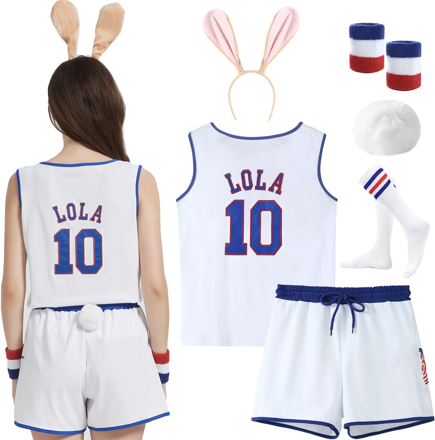 KaKaxi Couples Halloween Cosutme for Women Basketball Jersey Outfit and Accessories