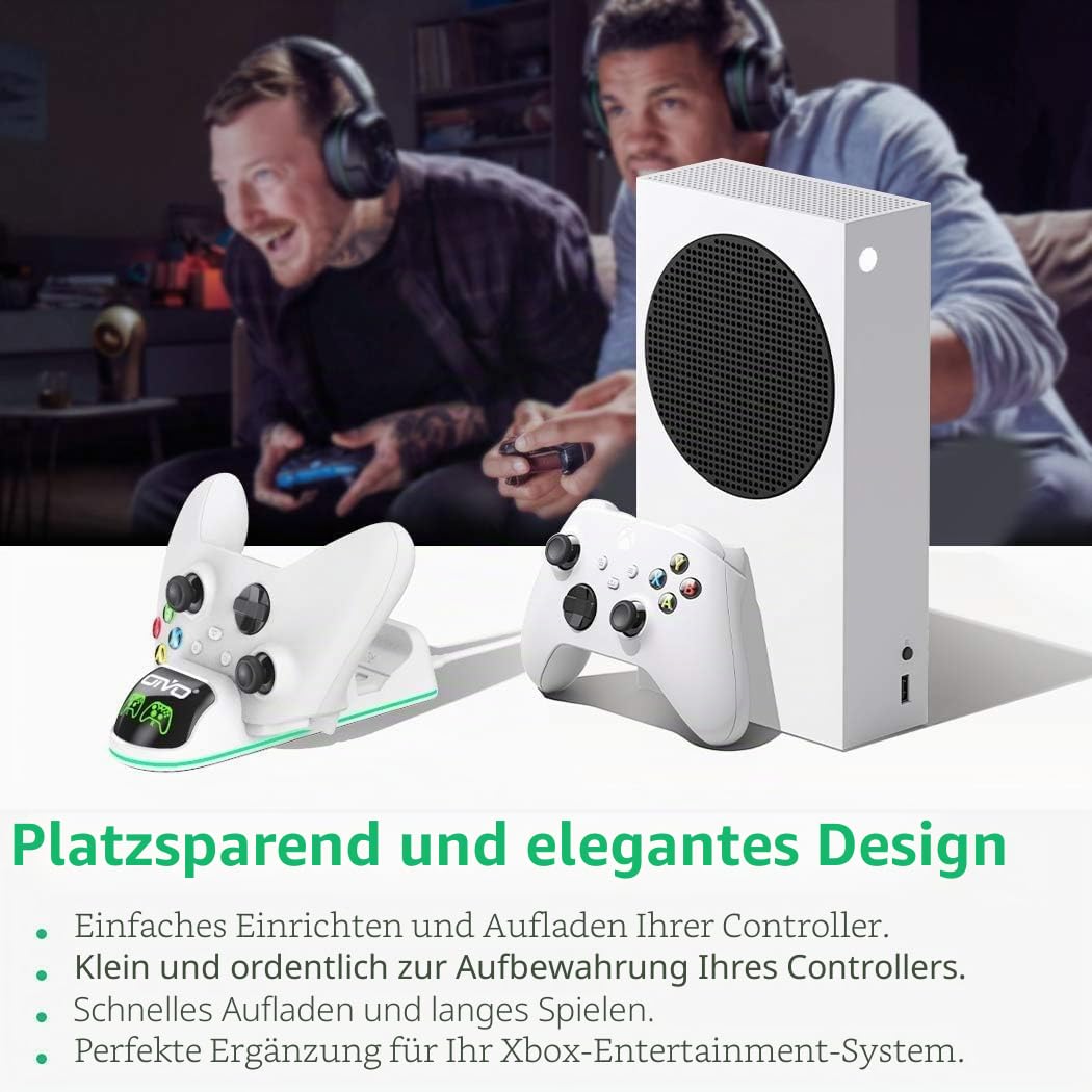 OIVO Ladegerät mit 2 wiederaufladbaren Akkus für Xbox One/Xbox Series X/S Controller, Ladestation mit 2 x 4320 mWh wiederaufladbaren Akkus – Weiß